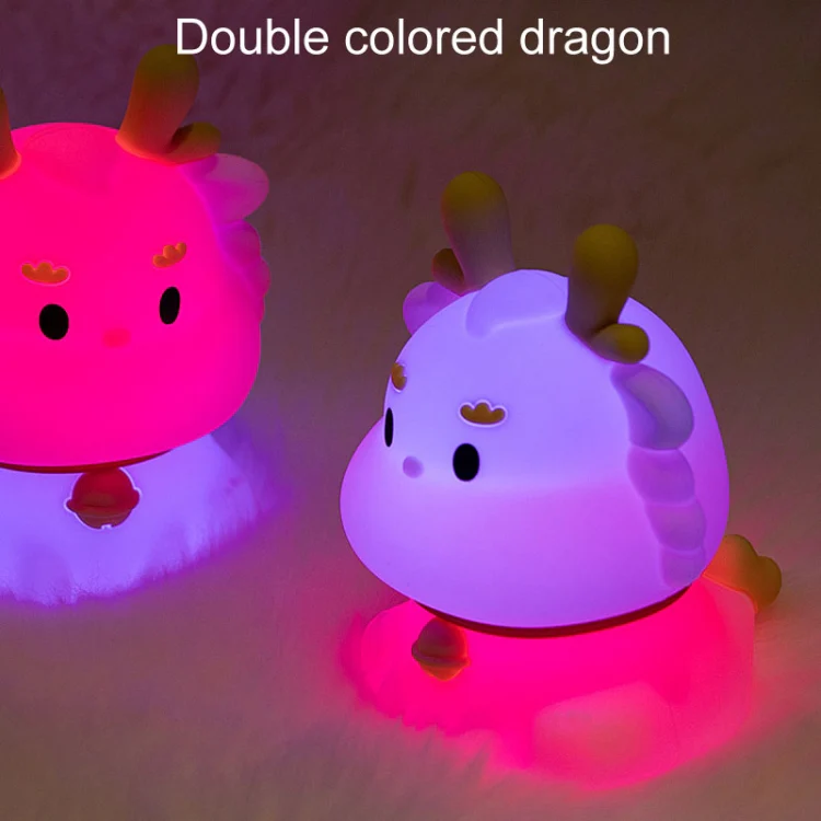 Dragon Silicone Sleeping Night Light Childrens Gift USB Rechargeable Ambient Lantern, Style: Pat Model(Colorful+Warm Yellow Light) - Image 6