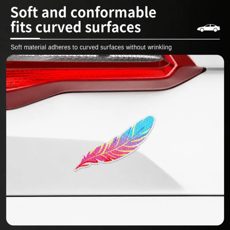 Dreamy Feather Reflective Car Stickers Bumper Scratch Cover Night Warning Decals, Style: B - Image 4