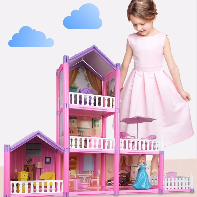 DSJ55 162pcs/set Children Passing Domestic Toy Doll House Princess Castle Set Simulation Disguise House - Image 6