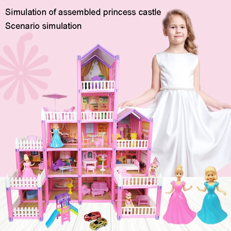 DSJ55-A 274pcs/set Children Passing Domestic Toy Doll House Princess Castle Set Simulation Disguise House - Image 4