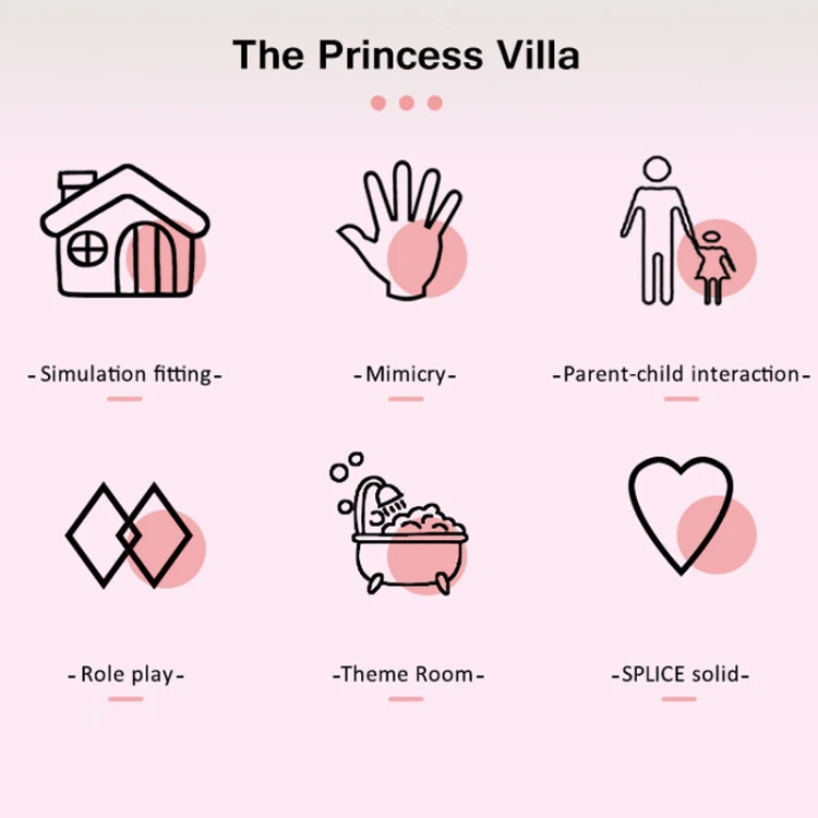 DSJ55-B 214pcs/set Children Passing Domestic Toy Doll House Princess Castle Set Simulation Disguise House - Image 3