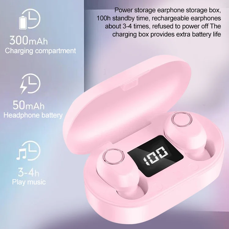 DT-13 Wireless Two Ear Bluetooth Headset Supports Touch & Smart Magnetic Charging(Pink) - Image 8