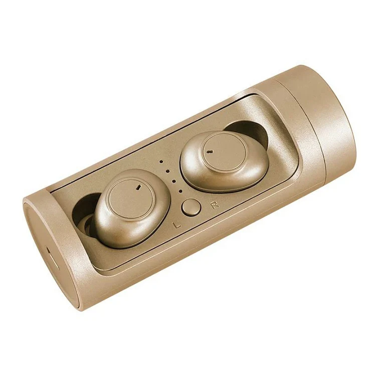 DT-15 Wireless Two Ear Bluetooth Headset Supports Touch & Smart Magnetic Charging & Power On Automatic Pairing (Gold) - Image 2