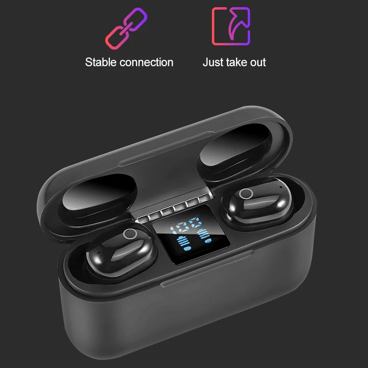 Dt-18 Wireless Two Ear Bluetooth Headset With 2000mAh Charging Cabin & Touch & Intelligent Magnetic Suction Charging (Black) - Image 10
