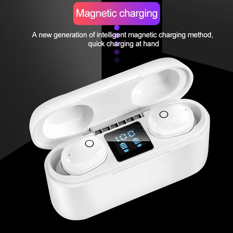 Dt-18 Wireless Two Ear Bluetooth Headset With 2000mAh Charging Cabin & Touch & Intelligent Magnetic Suction Charging (Black) - Image 6