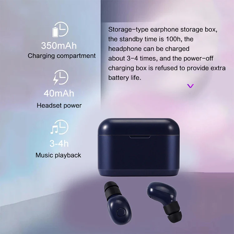 DT-4 IPX Waterproof Bluetooth 5.0 Wireless Bluetooth Earphone with 350mAh Magnetic Charging Box, Support for Calling(Silver) - Image 6