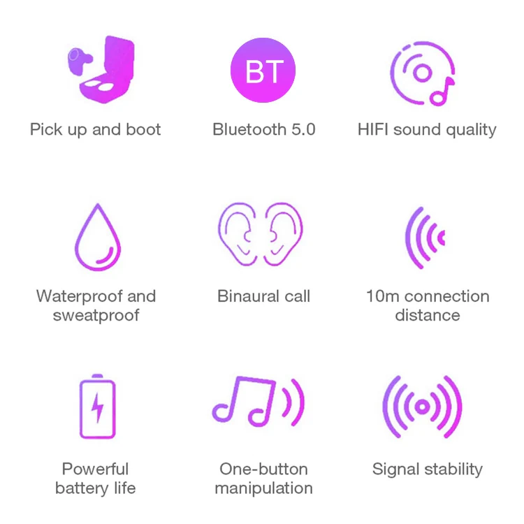 DT-5 IPX Waterproof Bluetooth 5.0 Wireless Bluetooth Earphone with Magnetic Charging Box, Support Call & Power Bank Function(Black) - Image 3