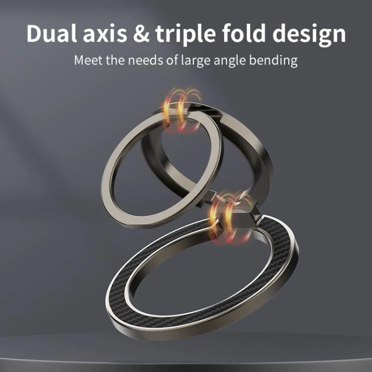 Dual-Axis Carbon Fiber Texture Magnetic Ring Buckle Phone Holder(Grey) - Image 8