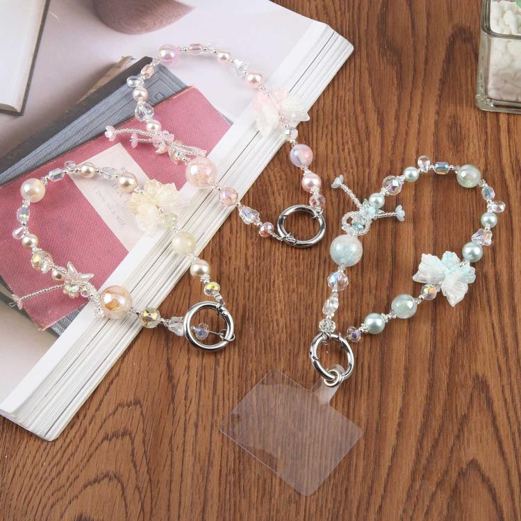 Dual-Color Butterfly Beaded Phone Charm Strap(Pink) - Image 6