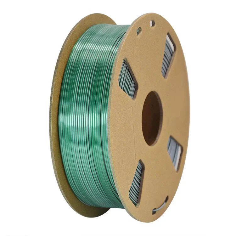 Dual Color Silk PLA Filament 1.75mm 1kg Spool Magic Color Shifting Shiny Metallic 3D Printing Material(Silver+Green)
