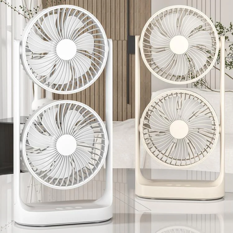 Dual Head Desk Fan 360-degree Adjustable Oscillating Air Circulator 3-Speed Portable Cooling Fan 4000 mAh battery - Image 2