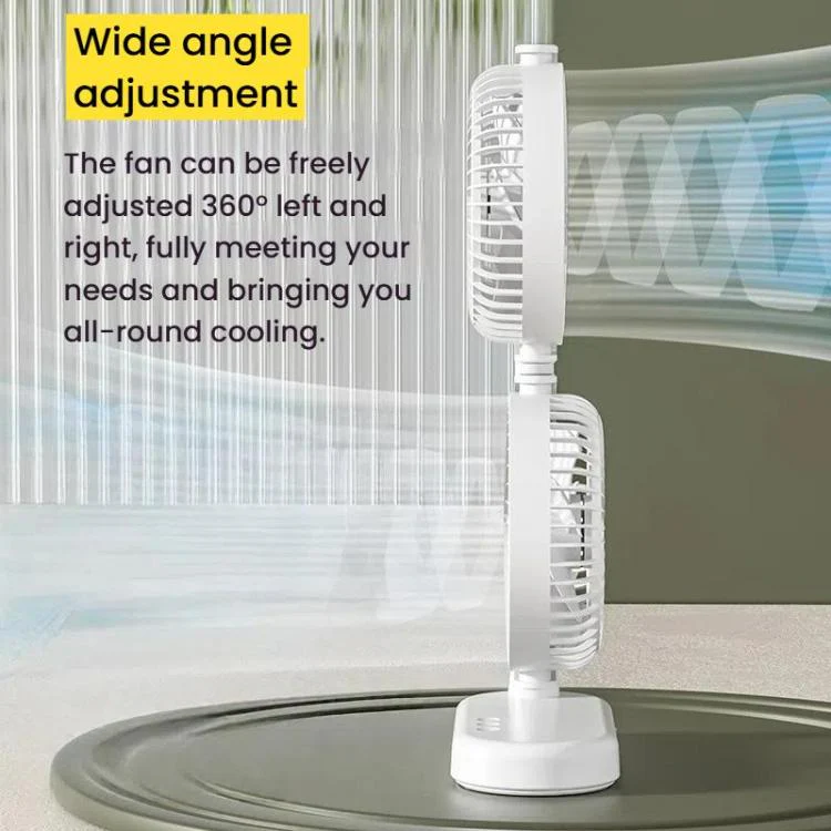 Dual Head Desk Fan 360-Degree Adjustable Oscillating Air Circulator 3-Speed Portable Cooling Fan 4000 mAh Battery - Image 3