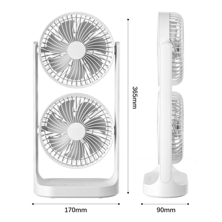 Dual Head Desk Fan 360-degree Adjustable Oscillating Air Circulator 3-Speed Portable Cooling Fan Without Battery - Image 8