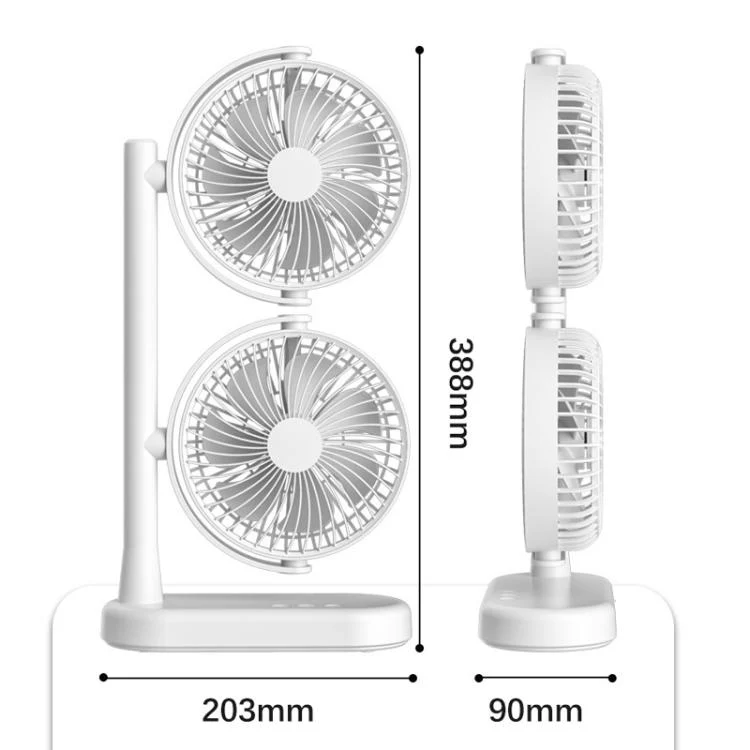 Dual Head Desk Fan 360-Degree Adjustable Oscillating Air Circulator 3-Speed Portable Cooling Fan Without Battery - Image 9
