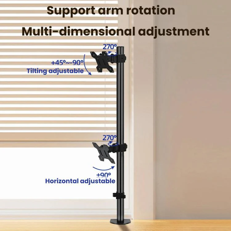 Dual-screen Monitor Mount No-drill Rotating Stand Height Adjustable Base(ZX-MT028) - Image 5