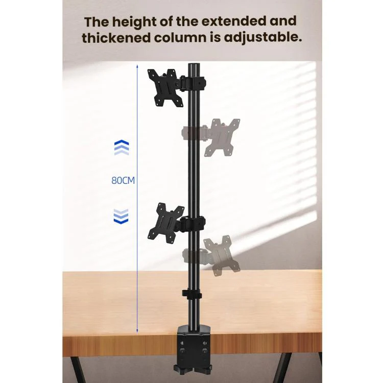 Dual-screen Monitor Mount No-drill Rotating Stand Height Adjustable Base(ZX-MT028) - Image 6