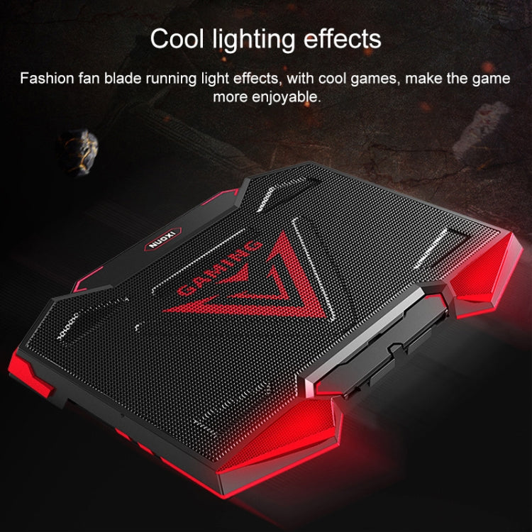 dual USB Ports Five-core Radiator Notebook Computer  Holder (Red) - Image 8