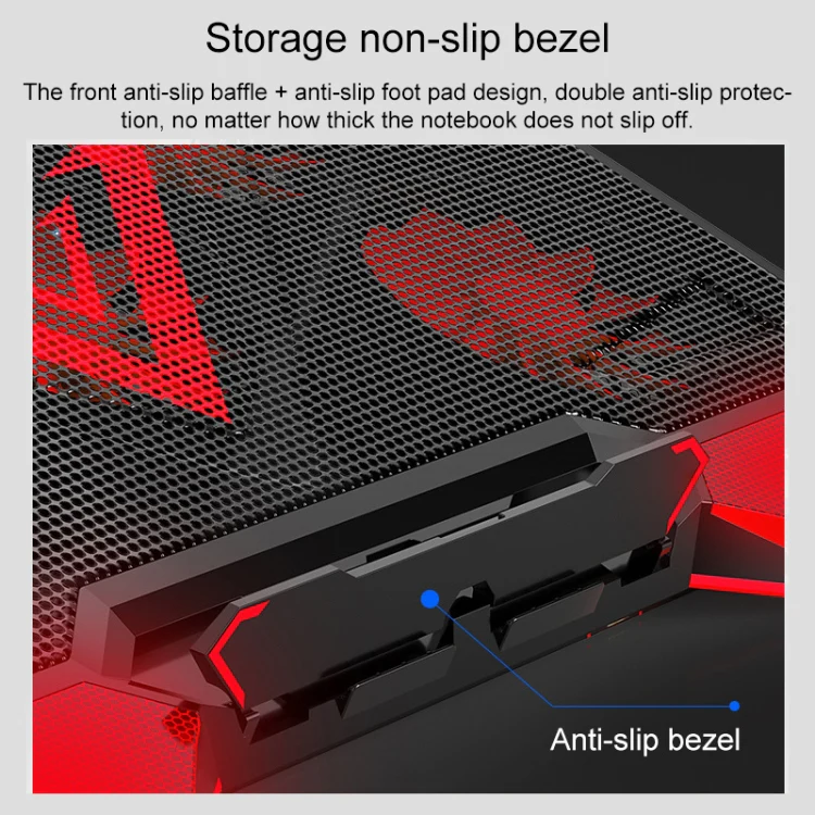 dual USB Ports Five-core Radiator Notebook Computer  Holder (Red) - Image 9
