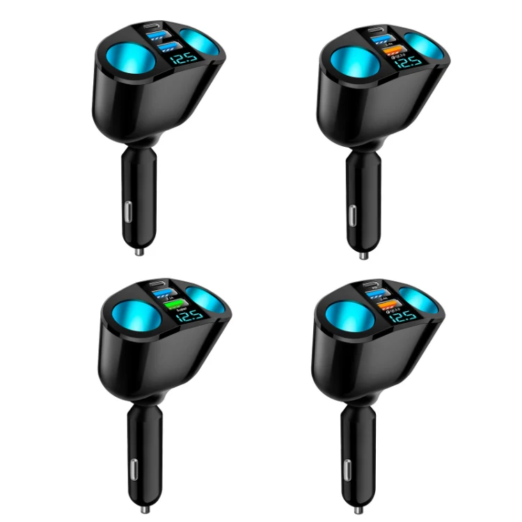 Dual USB Type-C Real-time Digital Display Cigarette Lighter Expansion Car Charger, Model: PD+QC3.0+2.4A Dual A+C - Image 2