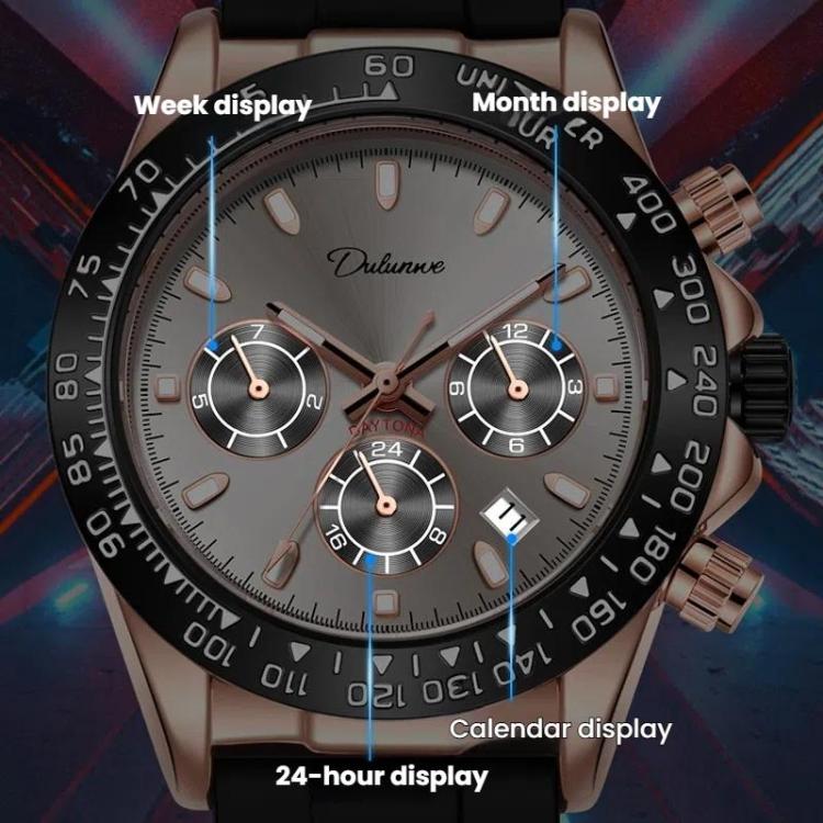 Dulunwe 30m Waterproof Luminous Fully Automatic Mechanical Watch(Silver Shell Black) - Image 3