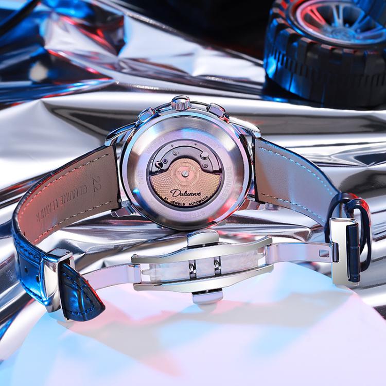 Dulunwe 30m Waterproof Luminous Zircon Automatic Mechanical Watch, Color: 6050 Blue Steel Strap - Image 6