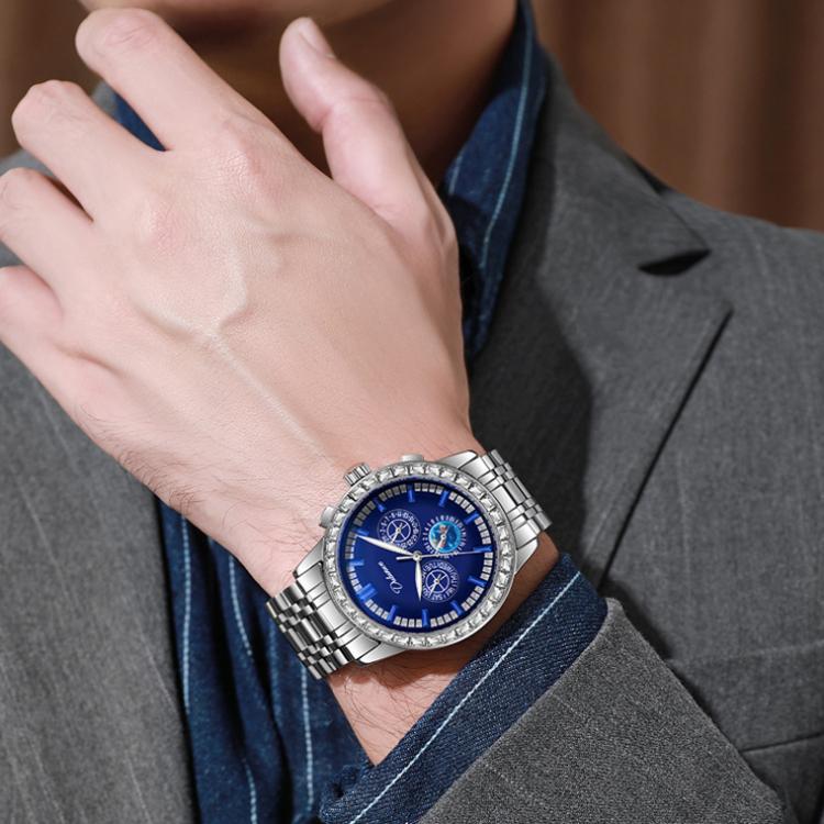 Dulunwe 30m Waterproof Luminous Zircon Automatic Mechanical Watch, Color: 6050 Blue Steel Strap - Image 7