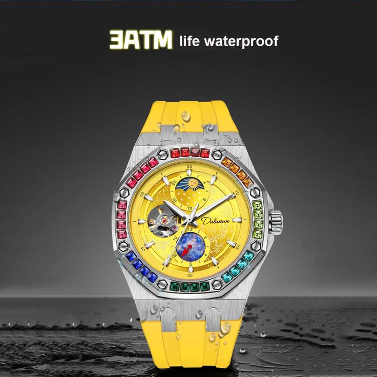 Dulunwe 6030F 30m Waterproof Luminous Mechanical Watch, Color: Silicone Strap Orange - Image 5