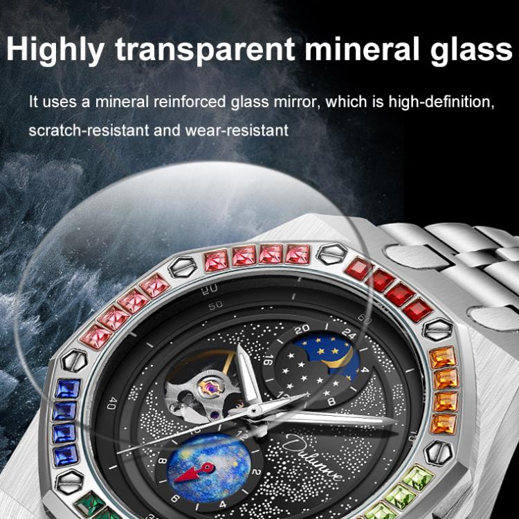 Dulunwe 6030F 30m Waterproof Luminous Mechanical Watch, Color: Silicone Strap Orange - Image 6