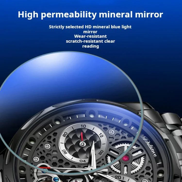 Dulunwe 6060C 30m Waterproof Luminous Automatic Mechanical Watch(White Steel White) - Image 6