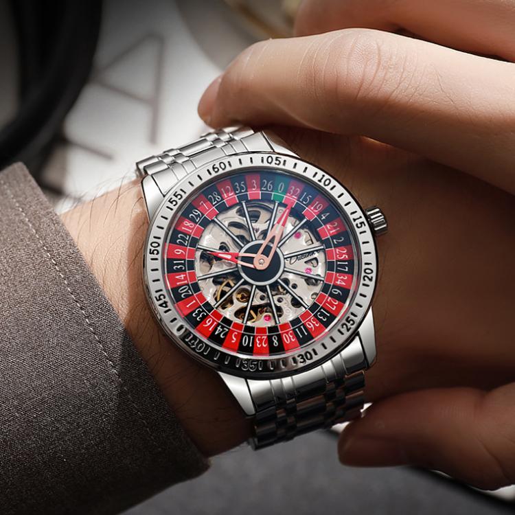 Dulunwe 6061A 30m Waterproof Rotating Dial Mechanical Watch, Color: Black Silicone - Image 7
