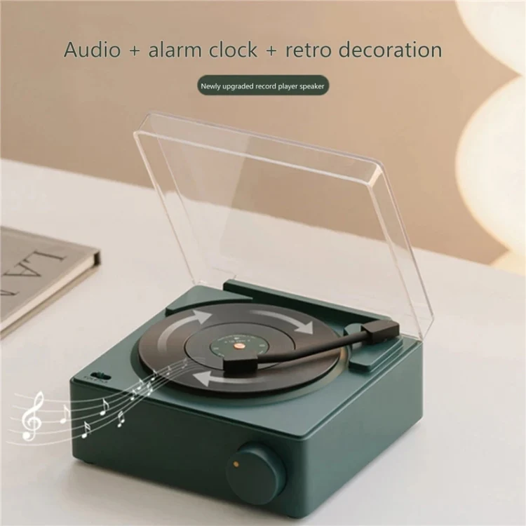 Duosi X11 Vinyl Atomic Retro Bluetooth Speaker Desktop Creative Alarm Clock(Green) - Image 3
