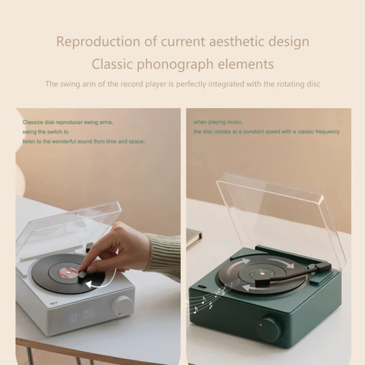 Duosi X11 Vinyl Atomic Retro Bluetooth Speaker Desktop Creative Alarm Clock(White) - Image 7
