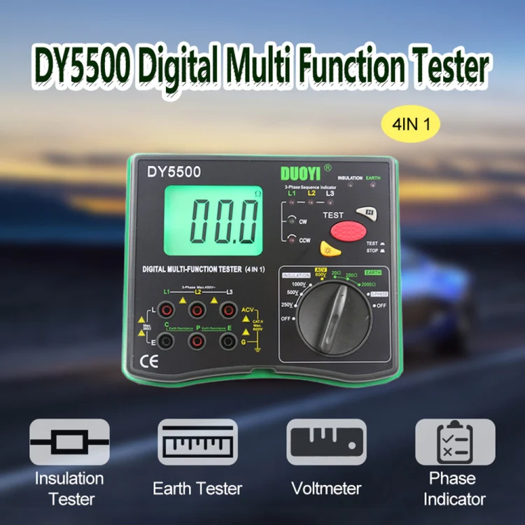 DUOYI DY5500 Car 4 in 1 Digital Multifunction Resistance Tester Insulation Earth Multimeter - Image 2