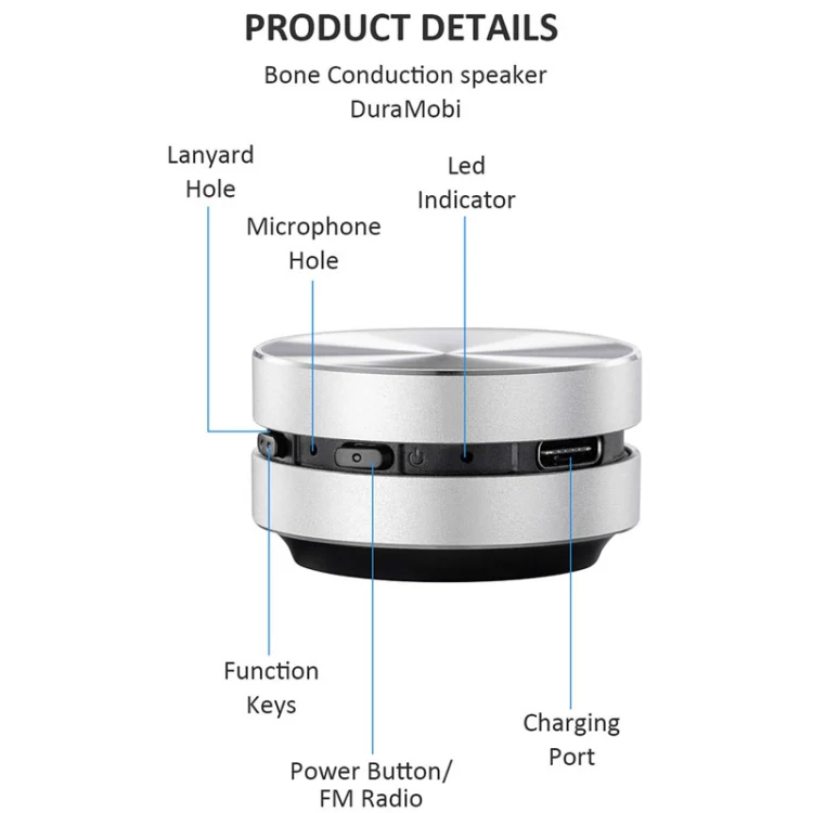 DuraMOBI Hummingbird Black Technology Bone Conduction Wireless Speaker Portable Small Audio(Silver) - Image 3
