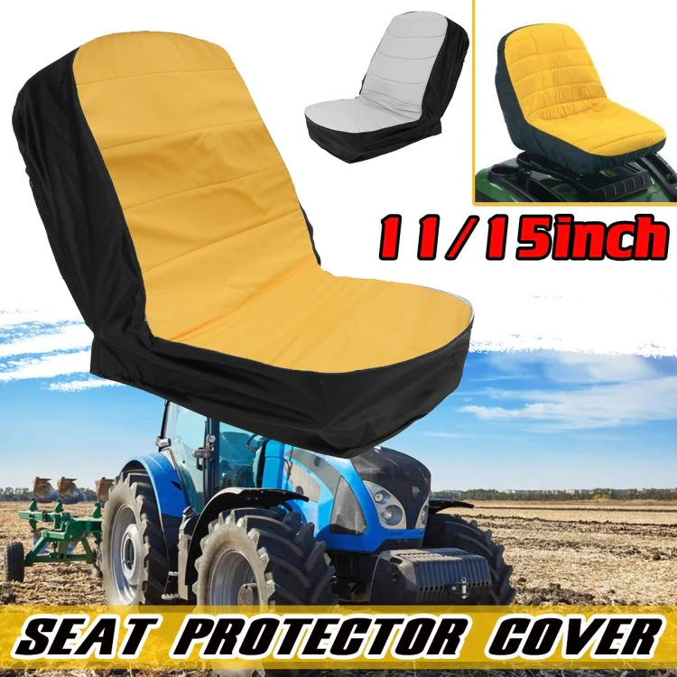 Dustproof Seat Cover For Grass Cutter / Agricultural Vehicle / Forklift / Tractor, Size: 15 Inch (Yellow Black) - Image 6