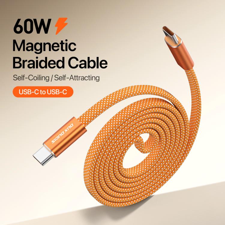 DUX DUCIS AUTO Series 60W Type-C to Type-C Magnetic Nylon Braided Data Cable, Length: 1m(Orange) - Image 3