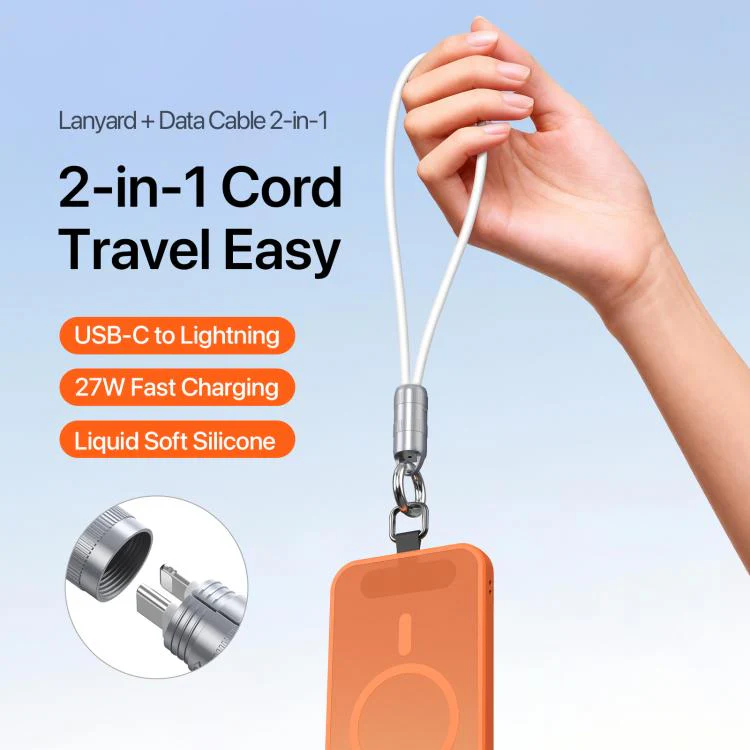 DUX DUCIS LCBA Series 27W Type-C to 8 Pin Lanyard Fast Charging Data Cable, Length: 30cm(White) - Image 4