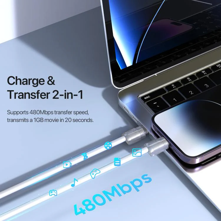 DUX DUCIS LCBA Series 27W Type-C to 8 Pin Lanyard Fast Charging Data Cable, Length: 30cm(White) - Image 7