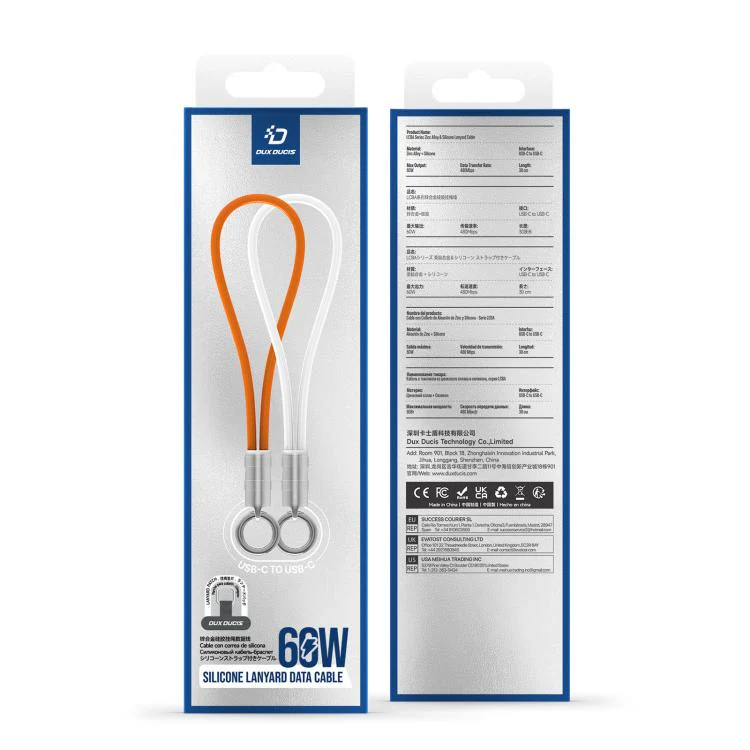 DUX DUCIS LCBA Series 60W Type-C to Type-C Lanyard Fast Charging Data Cable, Length: 30cm(White) - Image 11