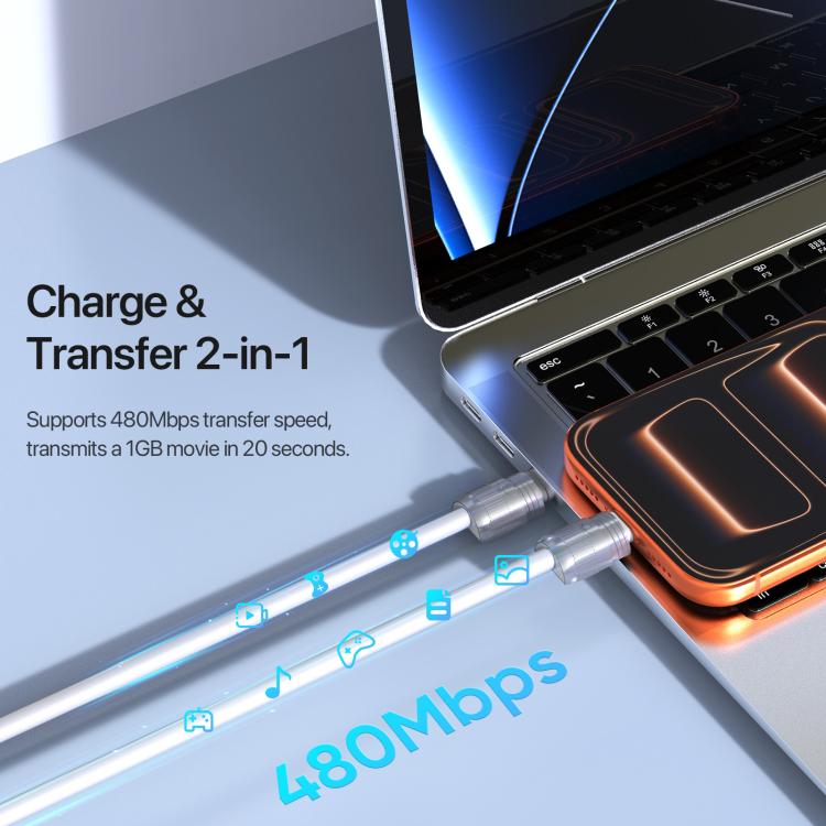 DUX DUCIS LCBA Series 60W Type-C to Type-C Lanyard Fast Charging Data Cable, Length: 30cm(White) - Image 7