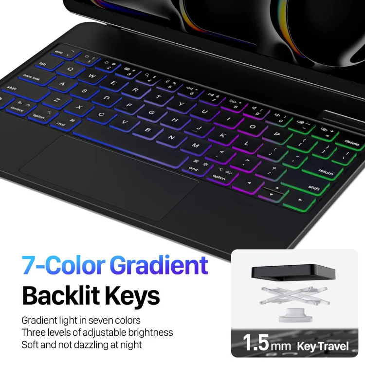 DUX DUCIS MK Series Floating Magnetic Keyboard Tablet Leather Case For iPad Pro 11 2024(Black) - Image 7