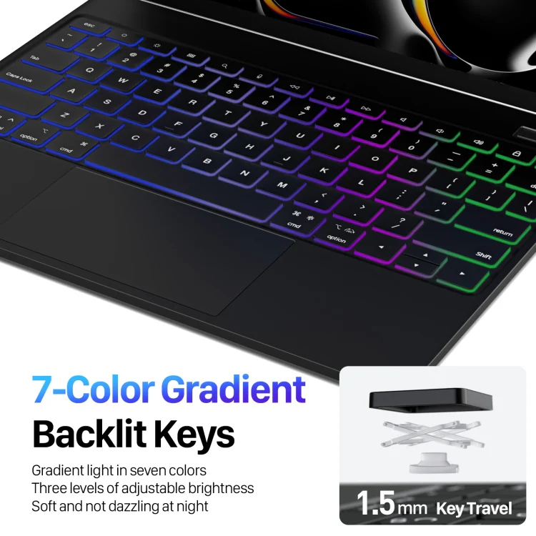 DUX DUCIS MK Series Floating Magnetic Keyboard Tablet Leather Case For iPad Pro 13 2024(Black) - Image 7