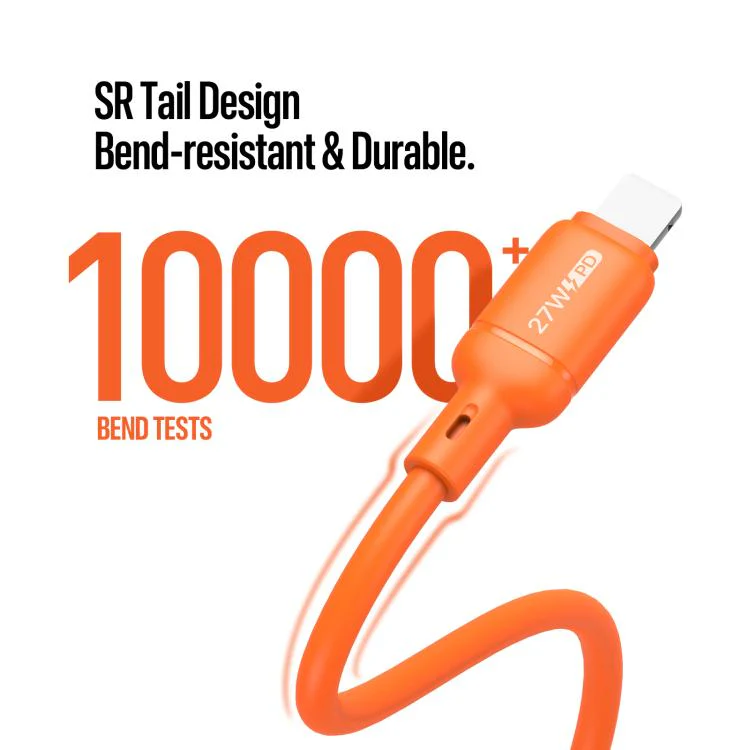 DUX DUCIS SILI Series 27W Type-C to 8 Pin Silicone Data Cable, Length: 1m(Orange) - Image 6
