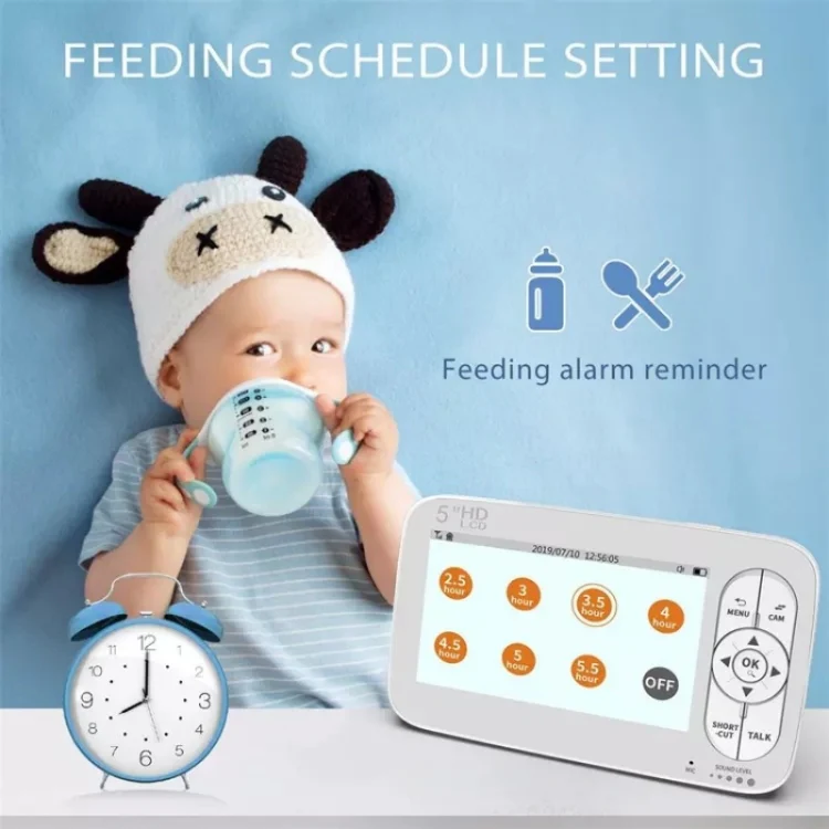 DY55A Built-in Lullabies Video Babyphone 5 inch Screen Digital Wireless Baby Monitor Camera(UK Plug) - Image 5