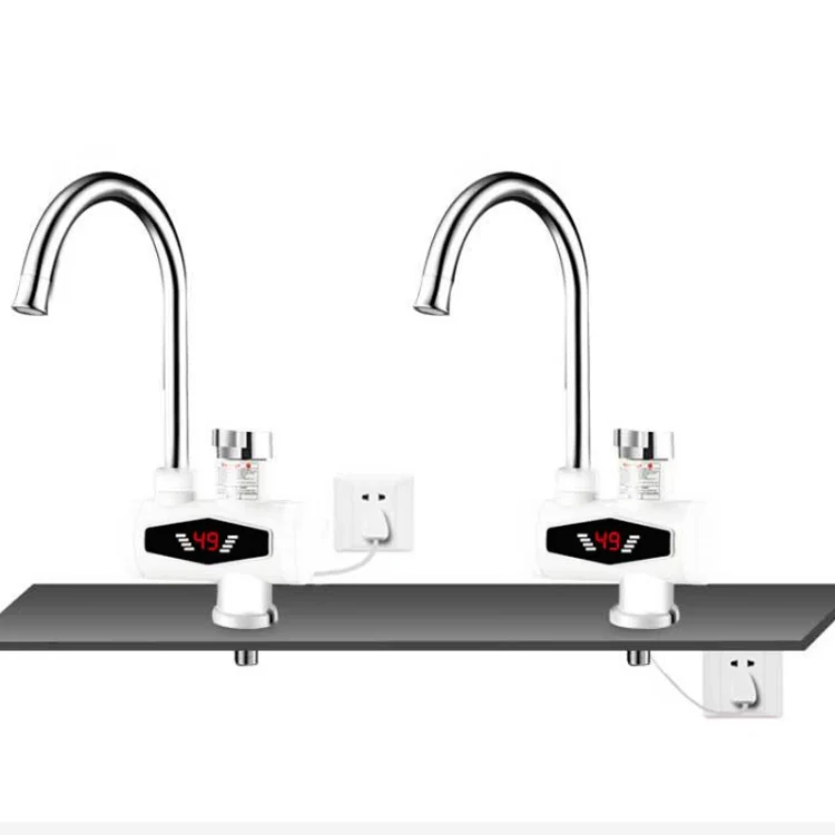 Dynamic Digital Display Instant Heating Electric Hot Water Faucet Kitchen&Domestic Hot&Cold Water Heater EU Plug, Style:Universal Tube - Image 7