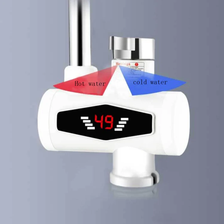Dynamic Digital Display Instant Heating Electric Hot Water Faucet Kitchen&Domestic Hot&Cold Water Heater EU Plug, Style:With Shower Head - Image 5