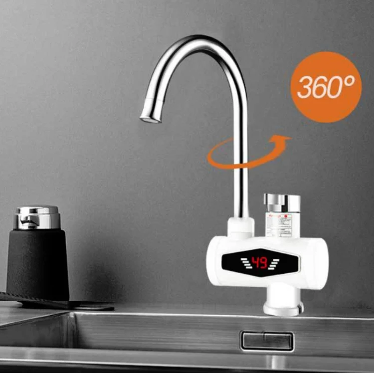 Dynamic Digital Display Instant Heating Electric Hot Water Faucet Kitchen&Domestic Hot&Cold Water Heater EU Plug, Style:With Shower Head - Image 6
