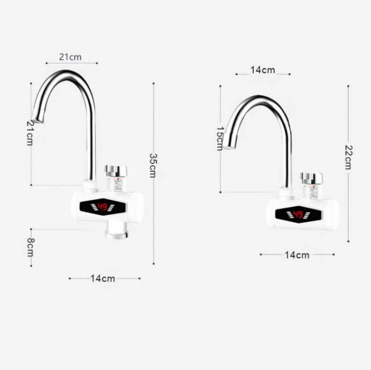 Dynamic Digital Display Instant Heating Electric Hot Water Faucet Kitchen&Domestic Hot&Cold Water Heater EU Plug, Style:With Shower Head - Image 9