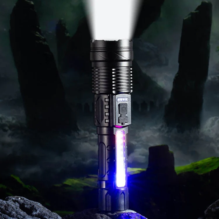 E-SMARTER A76 Telescopic Zoom COB Side Light Strong Light Torch, Style: White Laser - Image 2