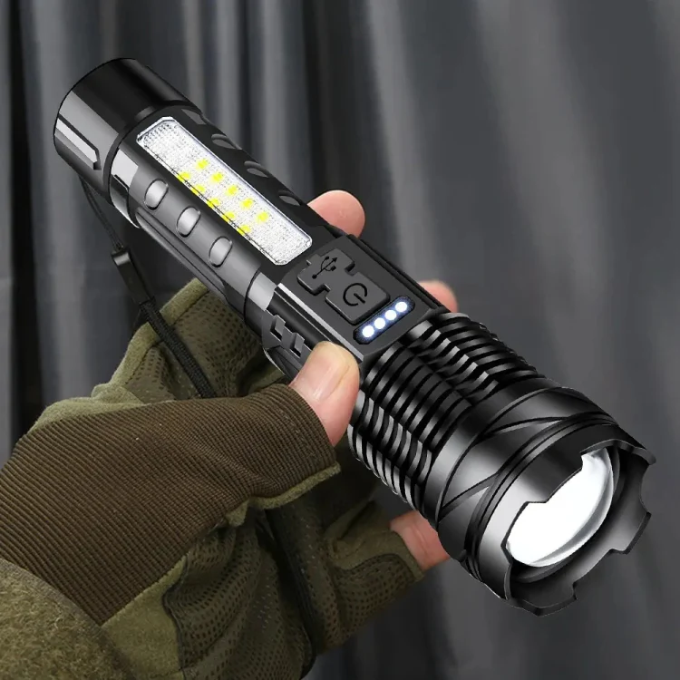 E-SMARTER A76 Telescopic Zoom COB Side Light Strong Light Torch, Style: White Laser - Image 3